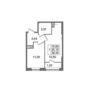 1-к квартира, вторичка, 36м2, 5/8 этаж