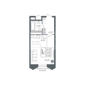 Студия квартира, вторичка, 32м2, 21/22 этаж