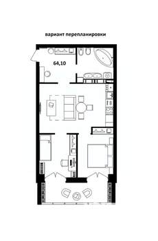 Студия квартира, вторичка, 64м2, 17/17 этаж