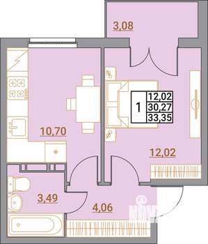 1-к квартира, вторичка, 33м2, 1/5 этаж