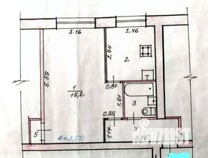1-к квартира, вторичка, 33м2, 2/5 этаж