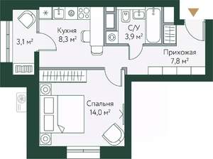 1-к квартира, вторичка, 37м2, 9/24 этаж