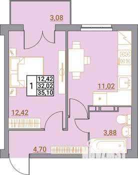 1-к квартира, вторичка, 35м2, 1/5 этаж