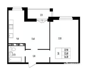 Студия квартира, вторичка, 56м2, 17/17 этаж