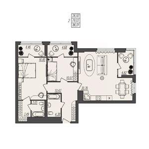 2-к квартира, вторичка, 86м2, 17/17 этаж
