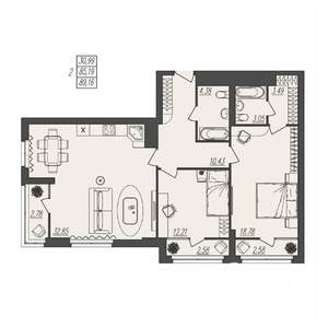 2-к квартира, вторичка, 89м2, 17/17 этаж
