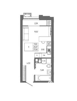 1-к квартира, вторичка, 28м2, 2/23 этаж