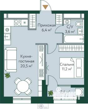 1-к квартира, вторичка, 44м2, 5/24 этаж