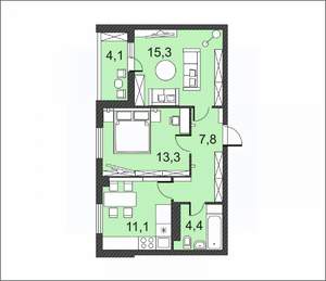 2-к квартира, вторичка, 56м2, 6/17 этаж