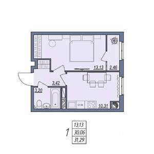 1-к квартира, вторичка, 31м2, 5/8 этаж