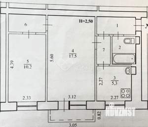 2-к квартира, вторичка, 44м2, 4/7 этаж