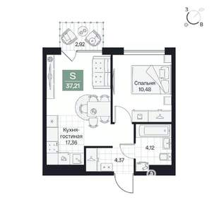 1-к квартира, вторичка, 37м2, 6/8 этаж