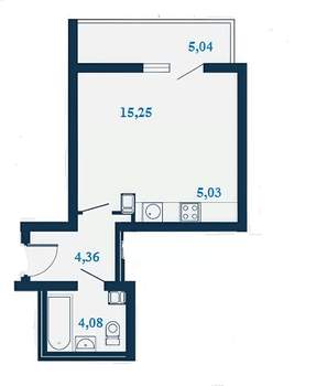 1-к квартира, строящийся дом, 31м2, 15/23 этаж