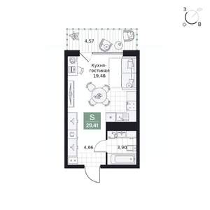 Студия квартира, вторичка, 29м2, 7/9 этаж