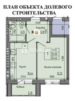 1-к квартира, вторичка, 32м2, 2/5 этаж