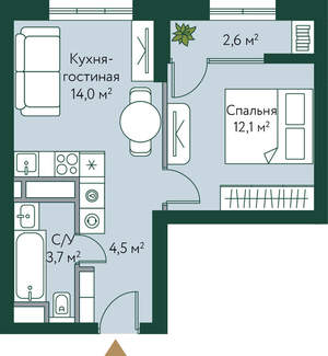 1-к квартира, вторичка, 37м2, 5/24 этаж