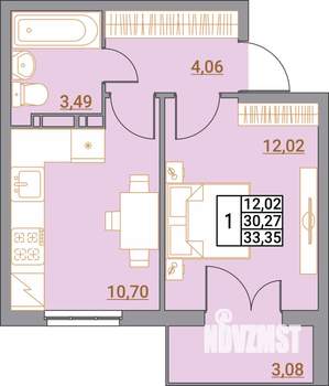 1-к квартира, вторичка, 33м2, 5/5 этаж