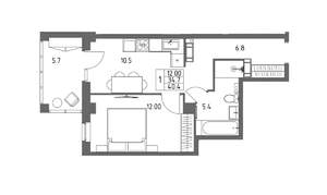 1-к квартира, вторичка, 40м2, 2/18 этаж