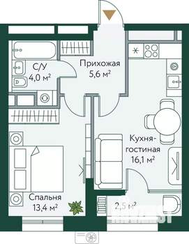 1-к квартира, вторичка, 42м2, 12/24 этаж