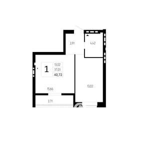1-к квартира, вторичка, 41м2, 1/9 этаж
