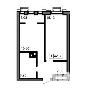 1-к квартира, вторичка, 43м2, 11/23 этаж