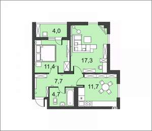 2-к квартира, вторичка, 57м2, 6/17 этаж