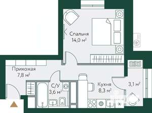 1-к квартира, строящийся дом, 37м2, 16/24 этаж