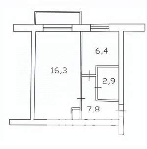 1-к квартира, вторичка, 31м2, 2/5 этаж