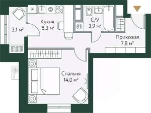 1-к квартира, вторичка, 37м2, 12/24 этаж