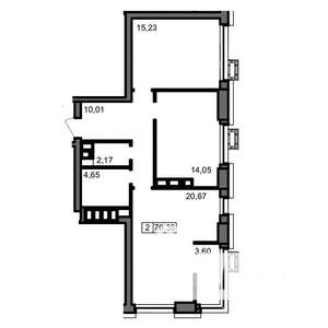 2-к квартира, вторичка, 70м2, 23/23 этаж