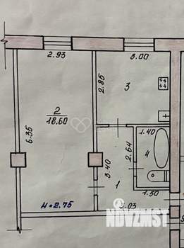 1-к квартира, вторичка, 37м2, 1/2 этаж