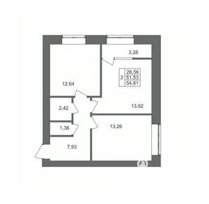 2-к квартира, вторичка, 55м2, 8/10 этаж