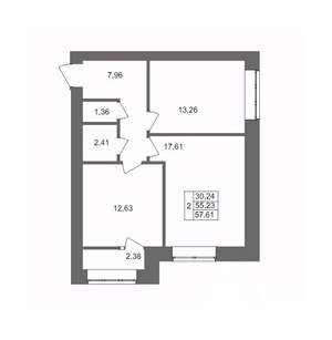 2-к квартира, вторичка, 58м2, 2/10 этаж