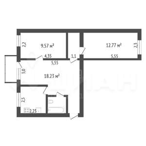 3-к квартира, вторичка, 56м2, 2/9 этаж