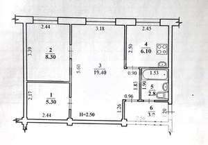 2-к квартира, вторичка, 45м2, 1/5 этаж