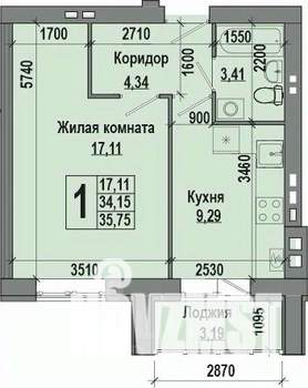 1-к квартира, строящийся дом, 36м2, 4/4 этаж