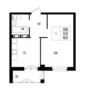 Студия квартира, вторичка, 40м2, 17/17 этаж