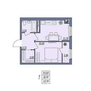 1-к квартира, вторичка, 32м2, 5/8 этаж