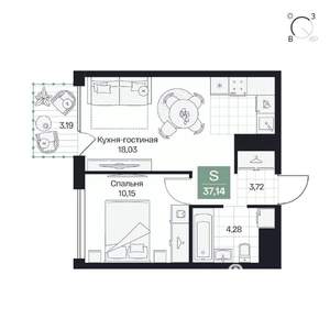 1-к квартира, вторичка, 37м2, 5/10 этаж