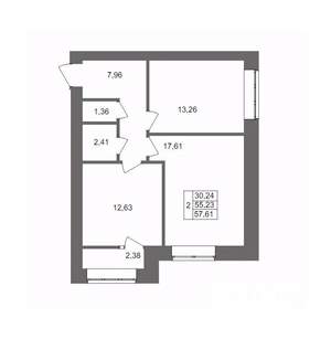 2-к квартира, вторичка, 58м2, 6/10 этаж