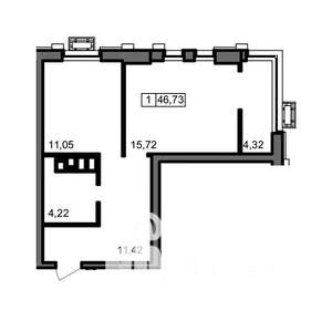 1-к квартира, вторичка, 47м2, 19/23 этаж