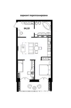 Студия квартира, вторичка, 64м2, 7/17 этаж