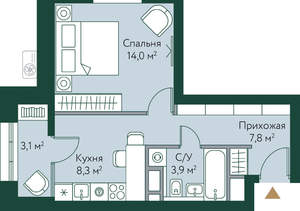 1-к квартира, вторичка, 37м2, 7/24 этаж