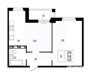 Студия квартира, вторичка, 56м2, 3/17 этаж