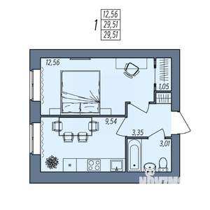 1-к квартира, вторичка, 30м2, 3/8 этаж