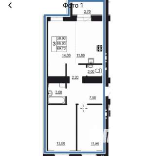 3-к квартира, сданный дом, 70м2, 8/12 этаж