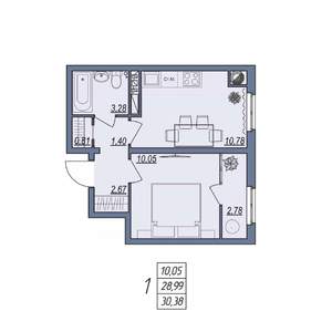 1-к квартира, вторичка, 30м2, 8/8 этаж