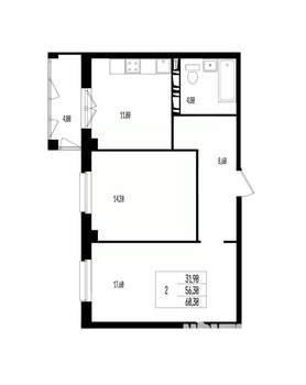 Студия квартира, вторичка, 60м2, 7/17 этаж