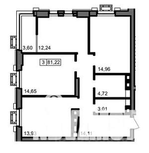 3-к квартира, вторичка, 81м2, 16/23 этаж