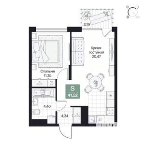 1-к квартира, вторичка, 42м2, 2/10 этаж